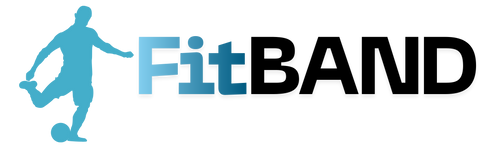 Logo of FitBAND with a silhouette of a person exercising on a white background